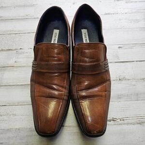Steve Madden PHILLIPE Leather Dress Loafer Shoe Brown Size 12 - Comfort